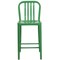 Merrick Lane Santorini Galvanized Steel Indoor/Outdoor Counter Bar Stool With Slatted Back And Powder Coated Finish